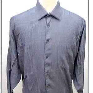 Balmain Mens Gray long sleeve dress shirt Medium 15.5 33/34